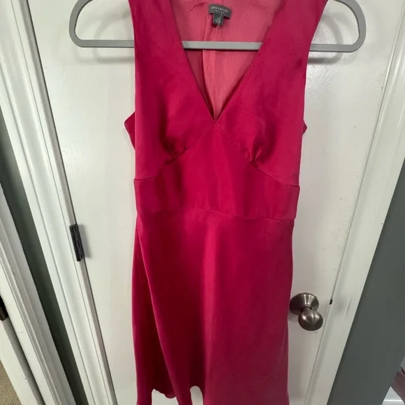 Ann Taylor | Dresses | Ann Taylor Pink Fit And Flare Mini Dress Sleeveless  Vneck | Poshmark